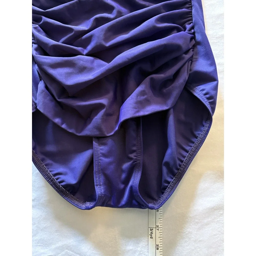 Miraclesuit Swimsuit Size 8 One Piece Purple Azule Ruched Slimming Sweetheart